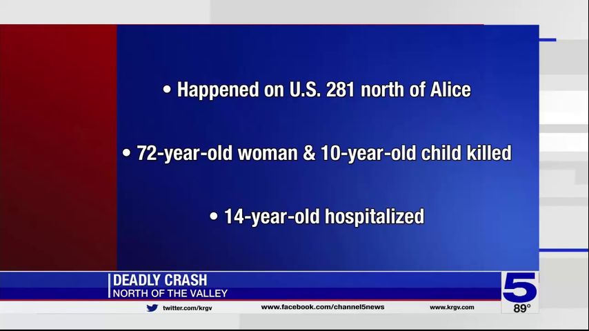 DPS: San Juan woman, 10-year-old child killed in crash north of Alice