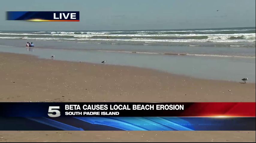 Swells caused by Tropical Storm Beta damage dunes on South Padre Island