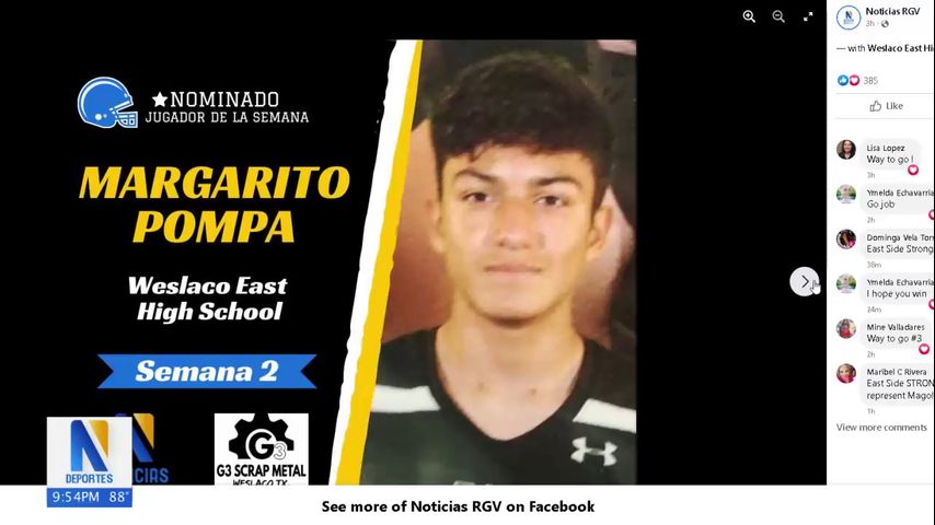 Jugador de la semana: Margarito Pompa de Weslaco es el ganador de la semana 2 de futbol americano escolar