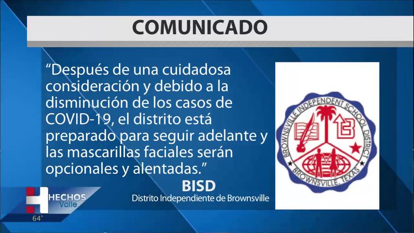 Uso opcional de cubrebocas en el Distrito Escolar Independiente de Brownsville