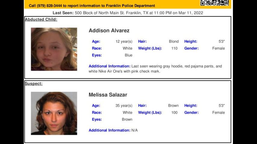 UPDATE: Amber Alert for abducted 12-year-old girl discontinued