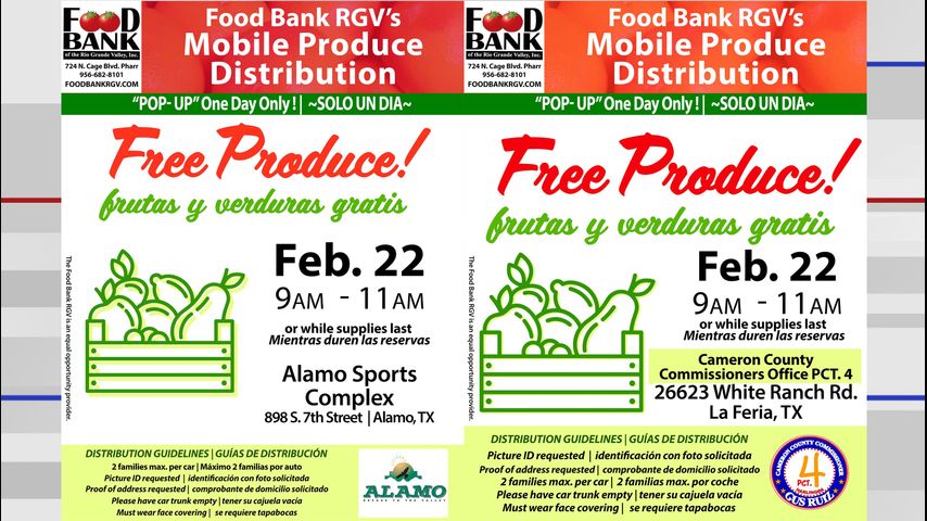 Food Bank RGV holding free pop-up produce distribution sites