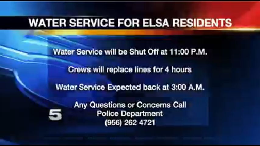 Water Service Interruption Scheduled in Elsa Due to Repairs