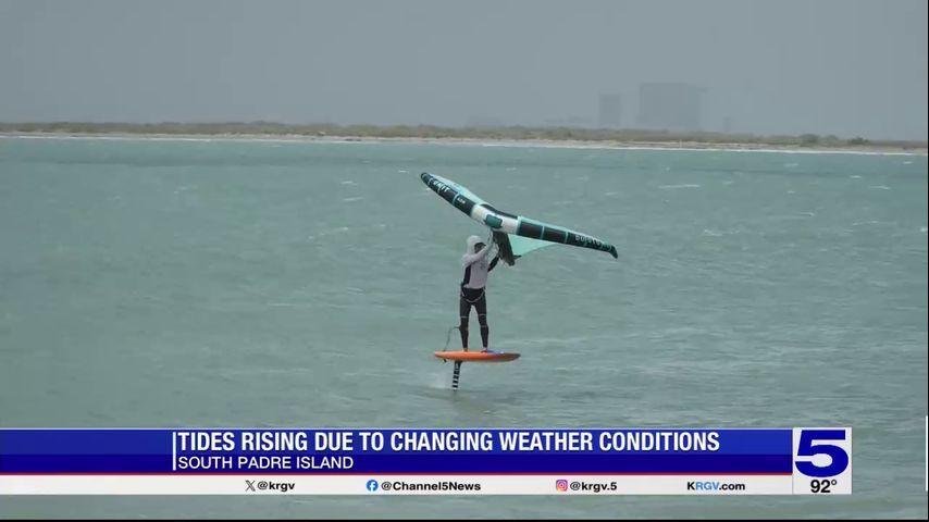 Surfers express excitement at rising tides at South Padre Island