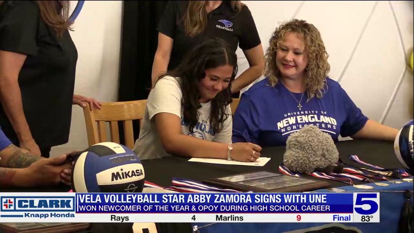 Edinburg Vela's Abby Zamora signs with UNE volleyball