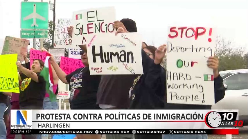 Protesta en Harlingen contra políticas migratorias de la administración Trump