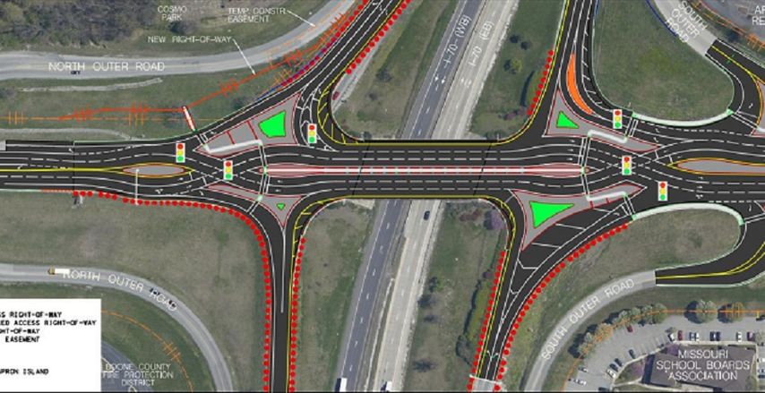 A Diverging Diamond Interchange on Stadium and I-70 Explained