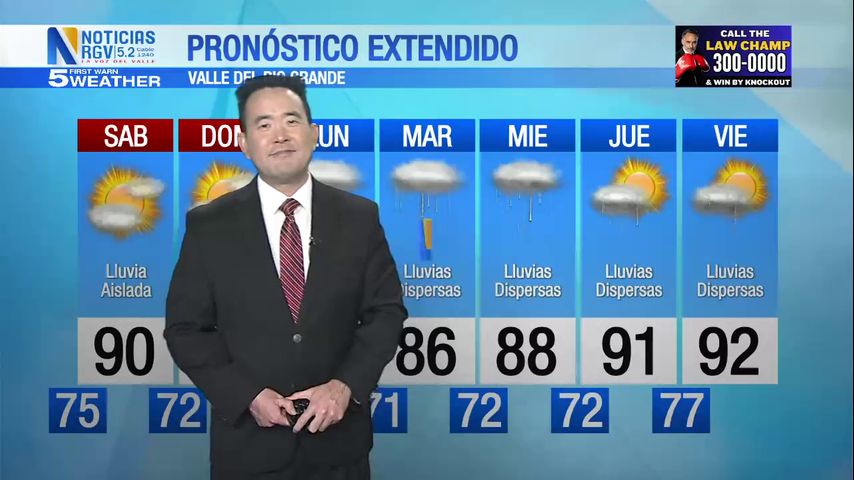 Viernes 6 de Septiembre: Lluvias aisladas, temperaturas en los 90s