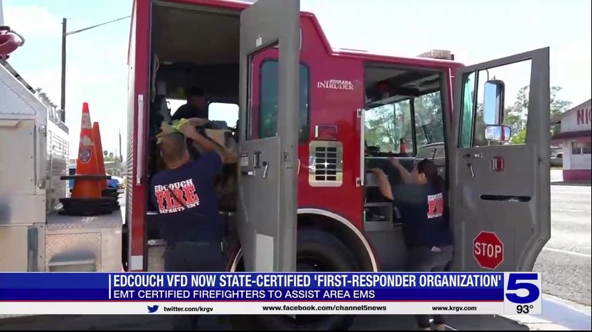 Edcouch volunteer firefighters receiving EMT certifications