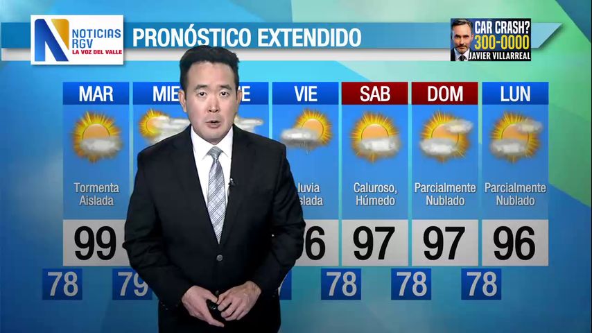 Lunes 8 de Julio: Tormentas dispersas, temperaturas en los 80s