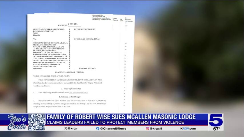 Family of Robert Wise sues McAllen Masonic Lodge for negligence