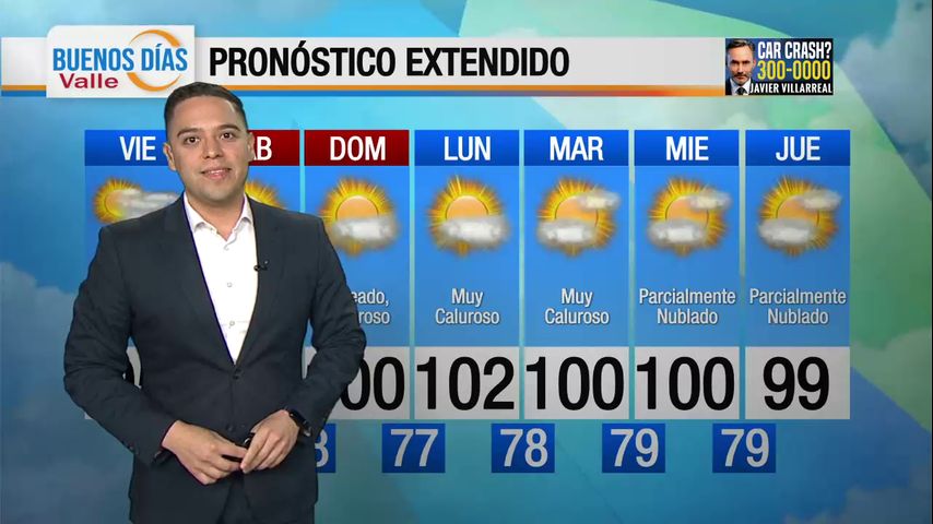 Viernes 17 de Mayo: Tormentas aisladas con temperaturas en los 90 °F