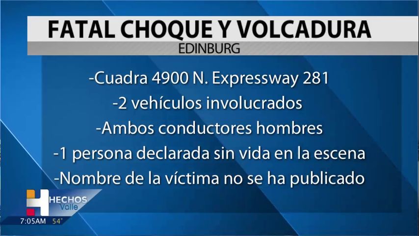 Hombre muere tras volcadura en Edinburg