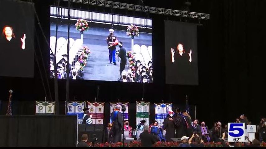 Marine surprises wife during South Texas College graduation