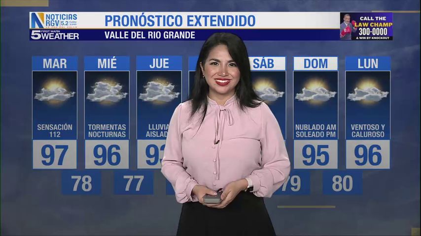 Martes 20 de Mayo: Temperaturas cálidas en los 97s