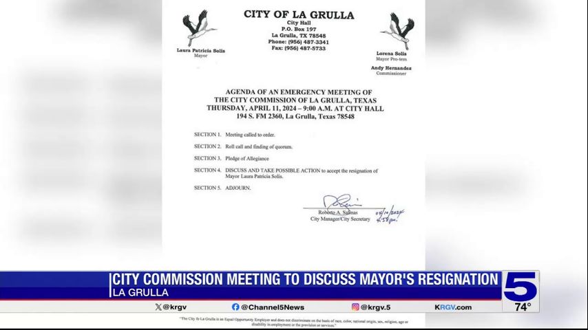 La Grulla city commission to discuss mayor's resignation