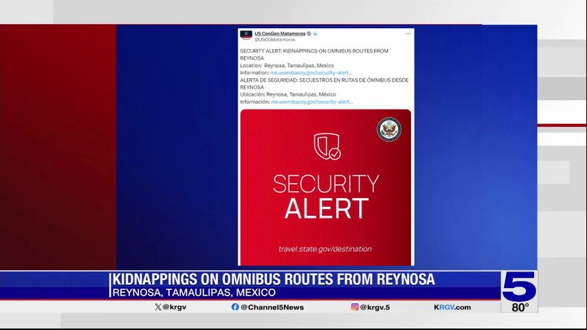 U.S. Consulate General in Matamoros releases updated security alert on Reynosa kidnappings