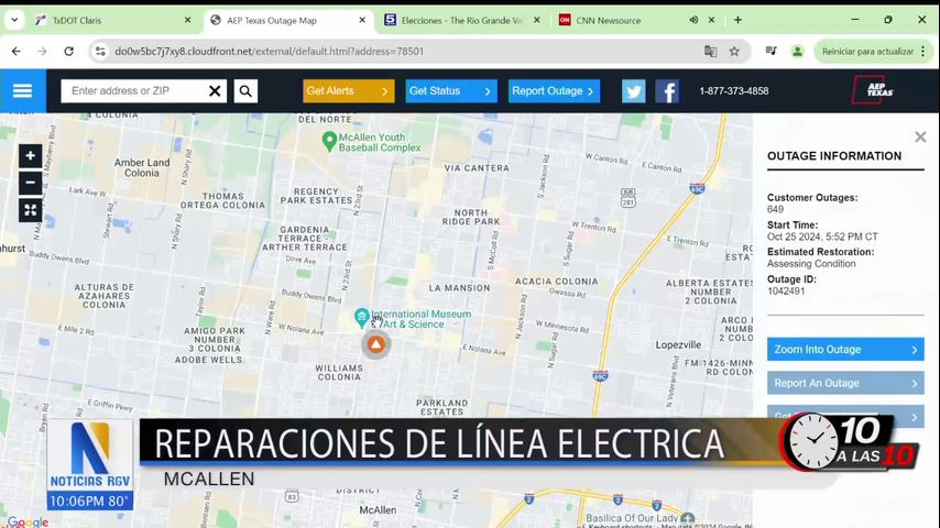 AEP trabaja para restablecer electricidad a más de 600 clientes en McAllen