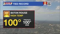 Baton Rouge hits the century mark on Monday afternoon
