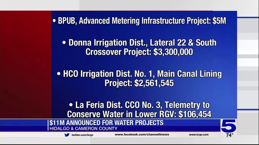 Federal grant money announced for water projects in Hidalgo, Cameron counties