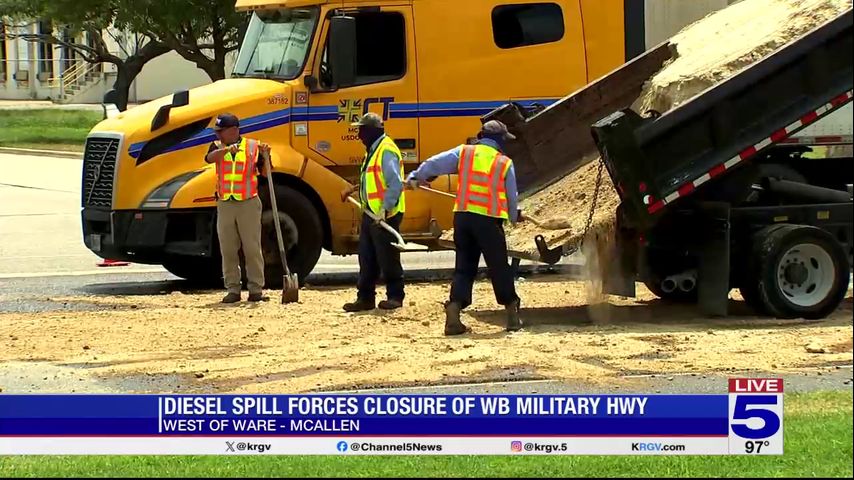 Lane closure in effect in McAllen following diesel spill