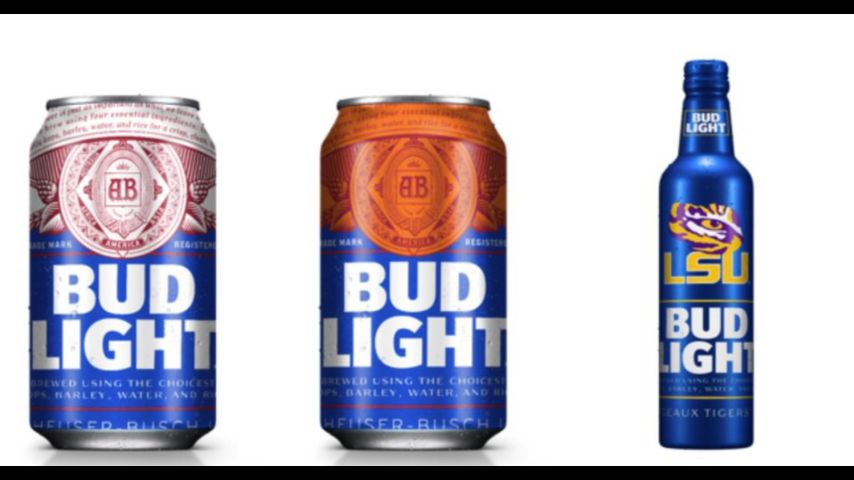 Bud Light  LSU Tigers aluminium beer bottle 