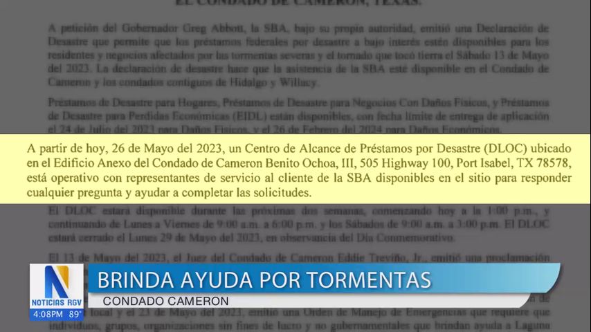 Ayuda para damnificados por tormentas en el condado Cameron comienzan a llegar