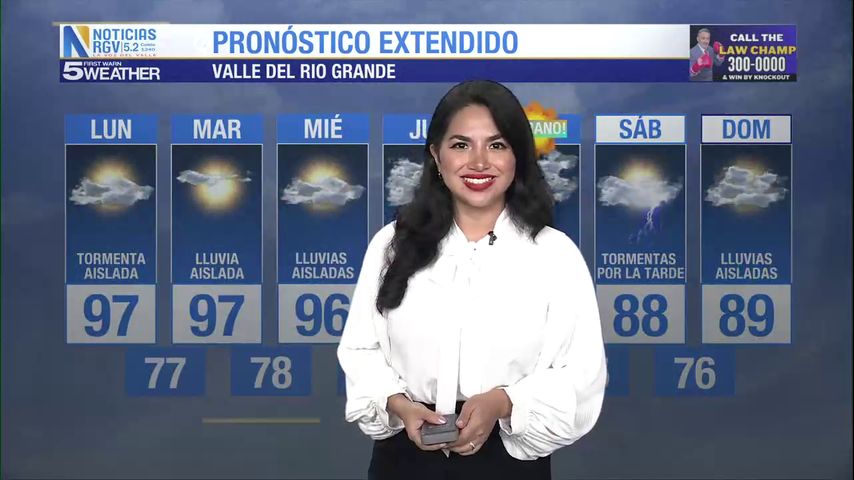 Lunes 16 de Junio: Lloviznas y tormentas aisladas, temperaturas en los 97s
