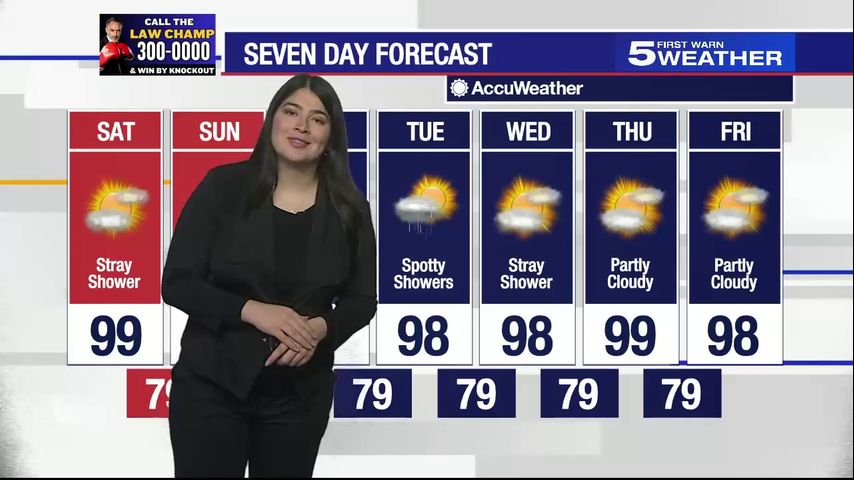 Saturday, Aug. 10, 2024: Stray shower with highs in the 90s