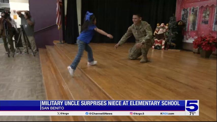 Military uncle surprises niece at San Benito elementary school