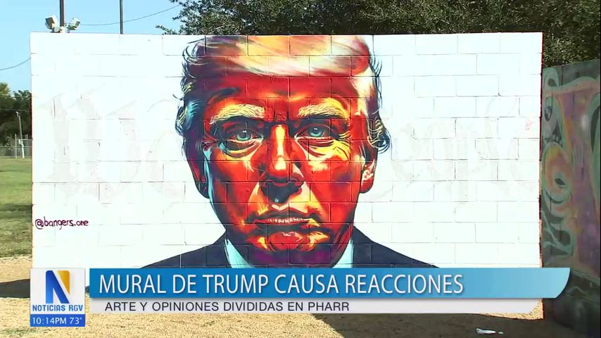 Muralista mexicano genera controversia en Pharr con retrato de Donald Trump en parque público