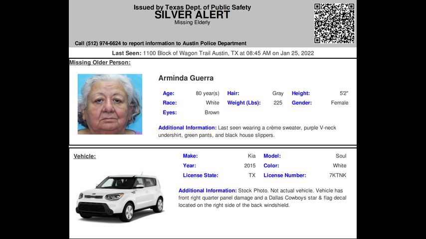 Silver Alert issued for missing Austin woman