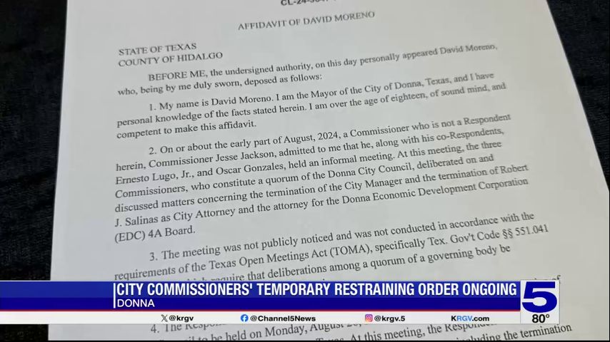 Temporary restraining order against Donna commissioners remains in effect