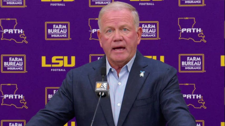 Brian Kelly provides updates on the LSU football team’s preparations for the upcoming opening game in Las Vegas