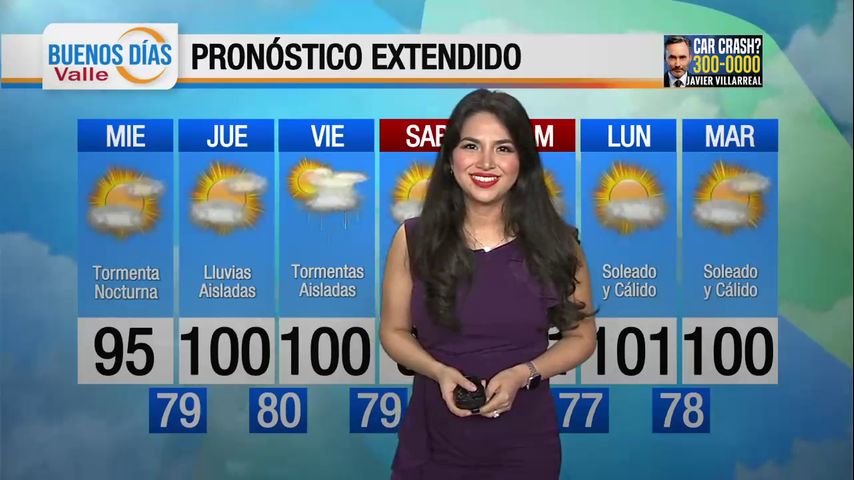 Miércoles 15 de Mayo: Día cálido con temperaturas en los 90 °F