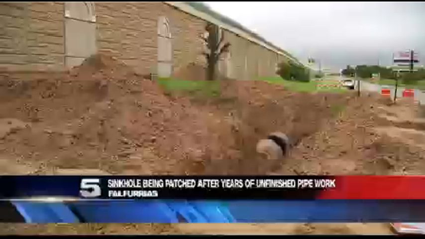Crews Patch Up Sinkhole in Falfurrias