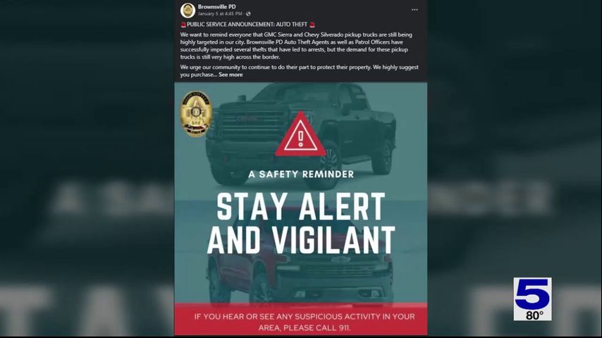 Brownsville police continue to warn residents about truck thefts