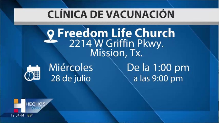 Clínica de vacunación en Mission para este miércoles