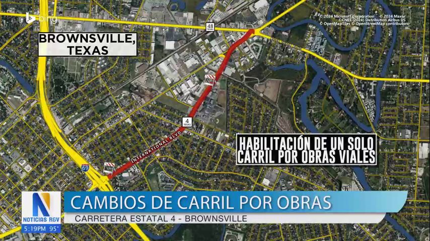 Brownsville realiza cierre de carretera estatal cuatro por cambios carril por obras