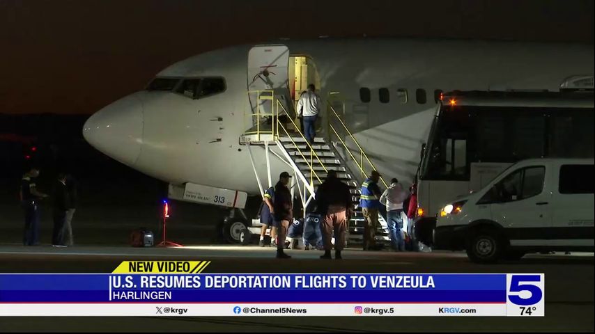 Charter flight deporting undocumented Venezuelans leaves from Harlingen airport