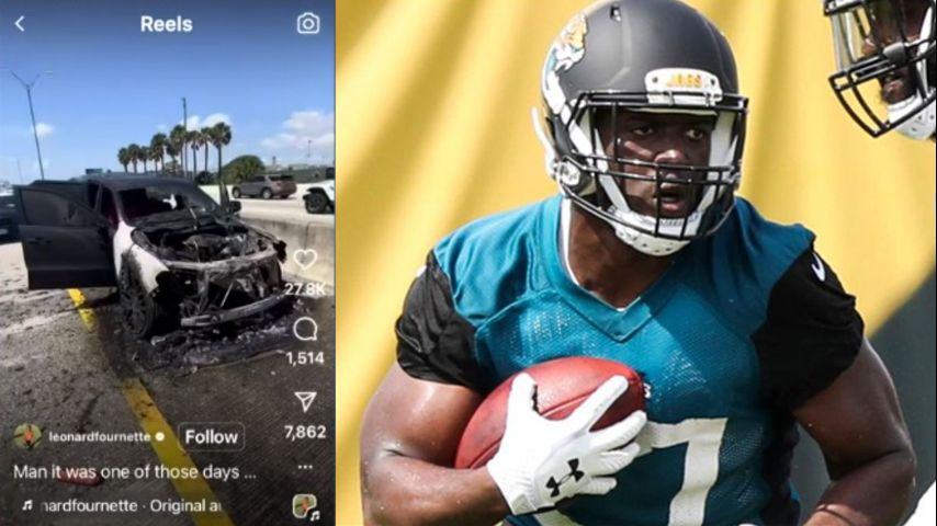 Former LSU star Leonard Fournette OK after car catches on fire