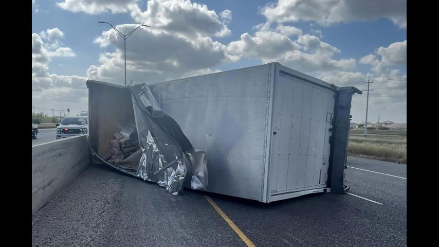 Edinburg police divert traffic on I-69C following semitractor-trailer rollover