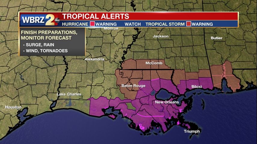 THE LATEST: Hurricane Watch issued for parts of Metro Baton Rouge