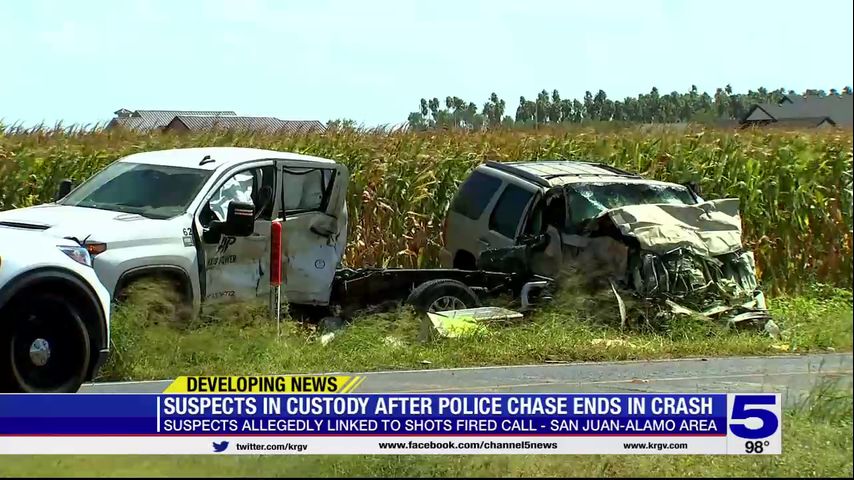 Suspects linked to shots fired call in custody after chase ends in crash in San Juan