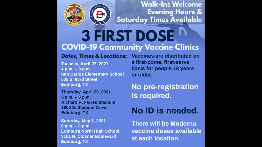 Edinburg to hold 3 COVID-19 clinics this week