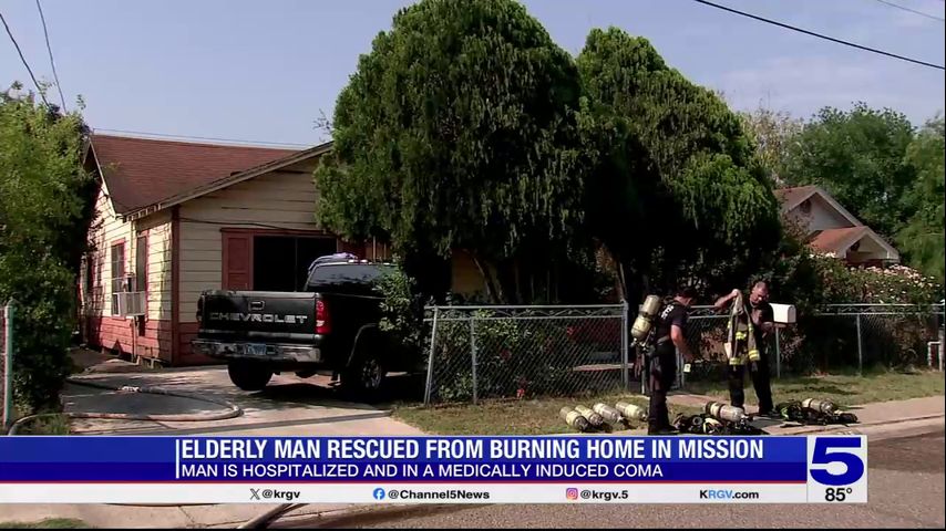 Mission man in medically-induced coma after being rescued from fire