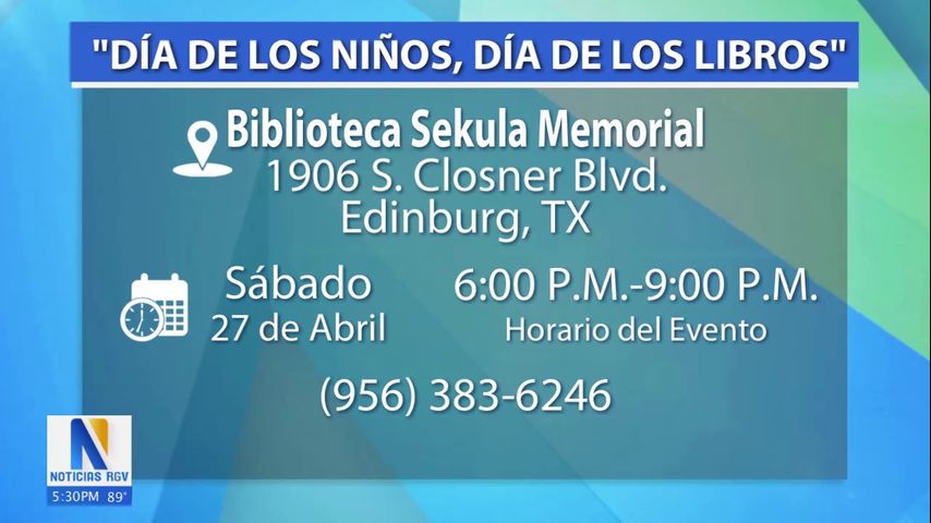 Realizarán evento del día del niño en biblioteca Sekula de Edinburg