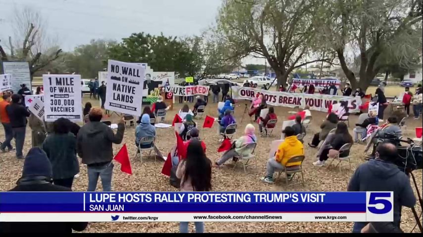 Nonprofit organization hosts rally protesting Trump's visit to Rio Grande Valley