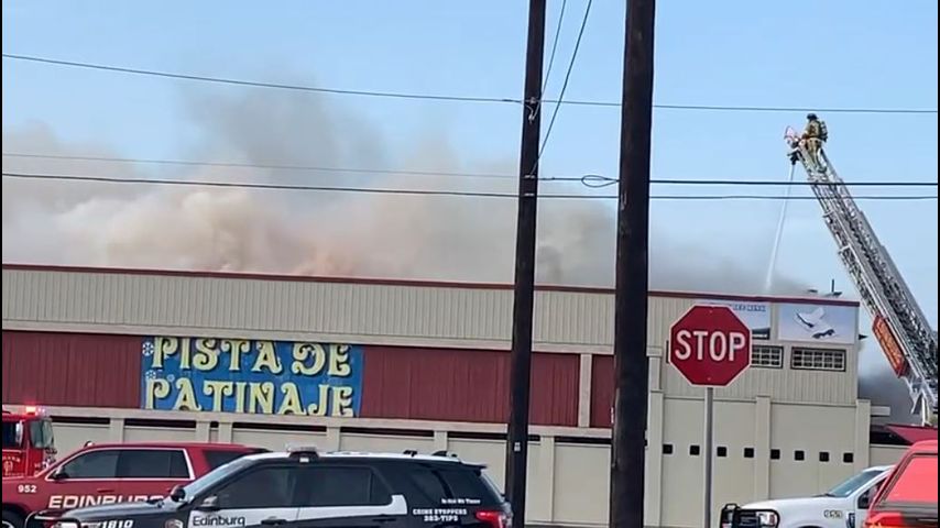 Building near Edinburg ice skating rink destroyed in blaze, city spokesperson says