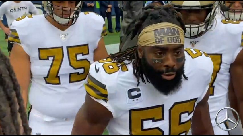 New Orleans Saints' Demario Davis won't be fined for 'Man of God' headband,  plans to donate cash to hospital